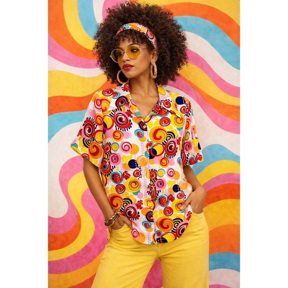 Vintage Tops - Retro Vintage Funky Blouse Top